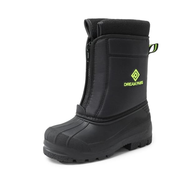 Kids Waterproof Snow Boots for boys and girls - BLACK NEON GREEN -  0