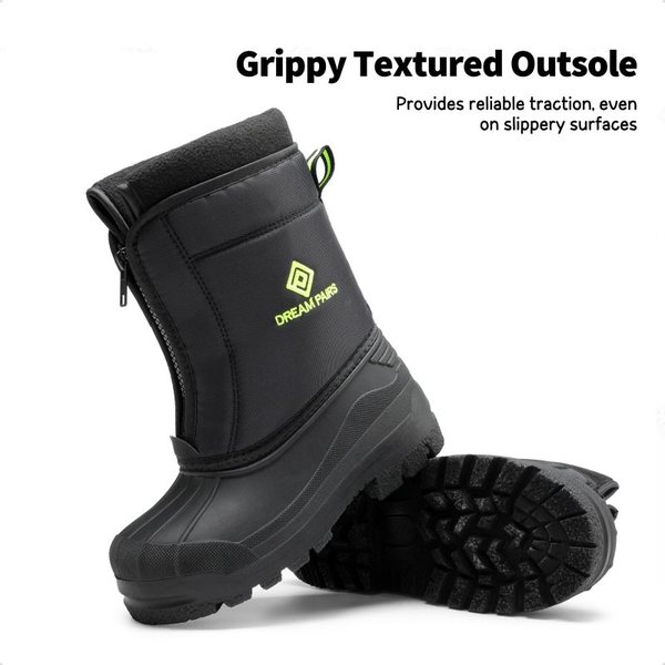 Kids Waterproof Snow Boots for boys and girls - BLACK NEON GREEN - 4