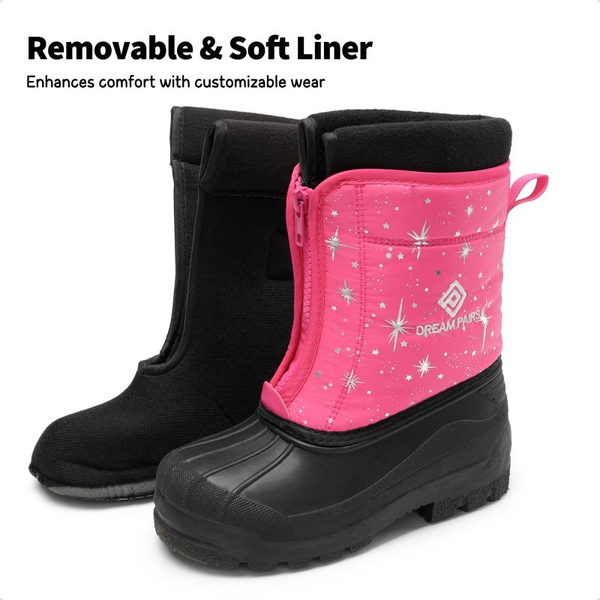 Kids Waterproof Snow Boots for boys and girls - FUCHSIA MULTI - 1