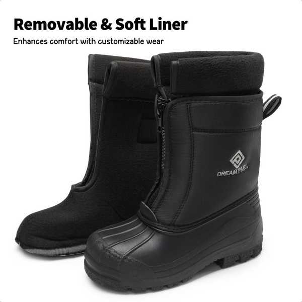 Kids Waterproof Snow Boots for boys and girls - BLACK - 1