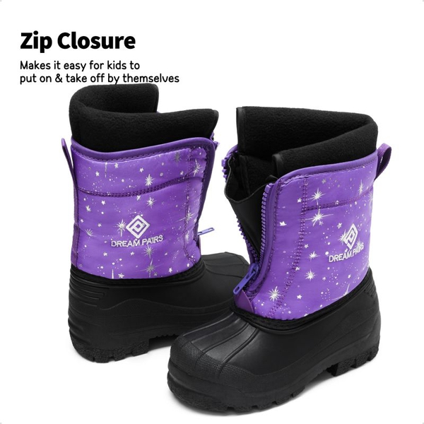 Kids Waterproof Snow Boots for boys and girls - PURPLE MULTI - 2