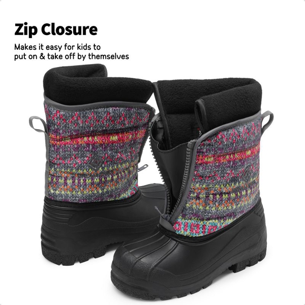 Kids Waterproof Snow Boots for boys and girls - GREY MULTI - 2