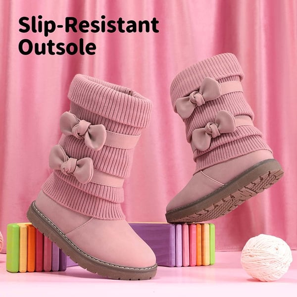 Mid Calf Faux Fur Lined Girls Snow Boots - PINK - 1