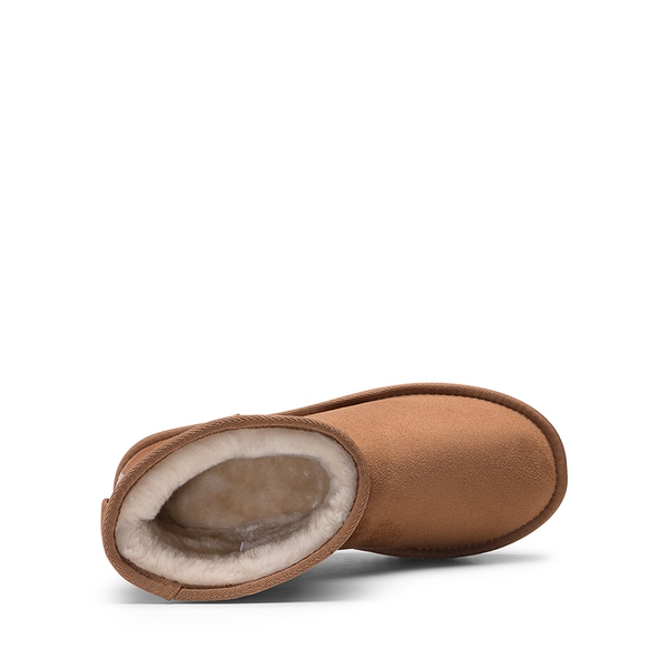 [FuzzyClassic I Low Boot] Faux Fur Lined Suede Snow Boots - CAMEL - 5