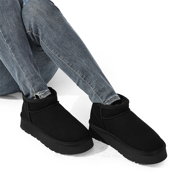 Faux Fur Lined Slip On Snow Boots - BLACK - 1
