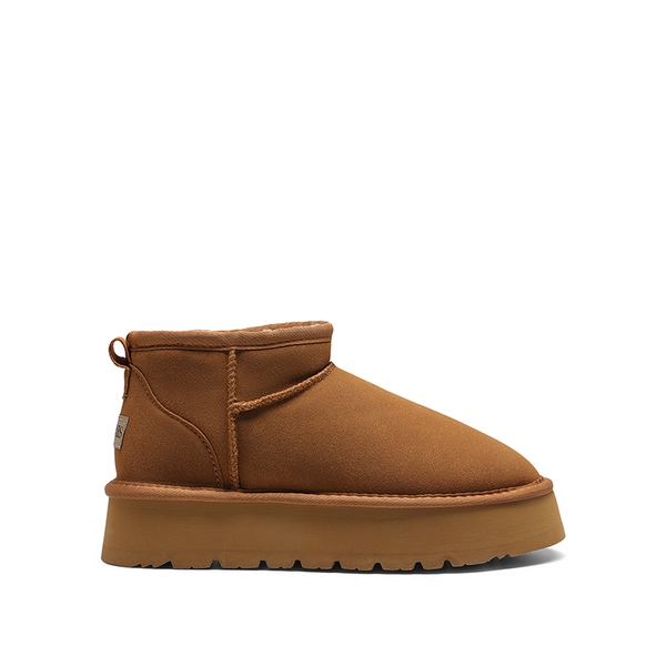 Faux Fur Lined Slip On Snow Boots - CHESTNUT - 4