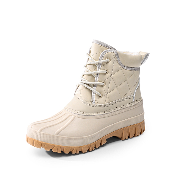 Faux Fur Lined Duck Snow Boots - BEIGE -  0