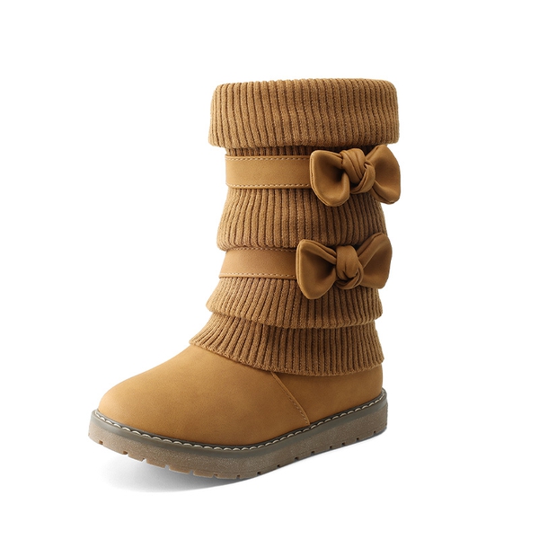 Mid Calf Faux Fur Lined Girls Snow Boots - CAMEL -  0