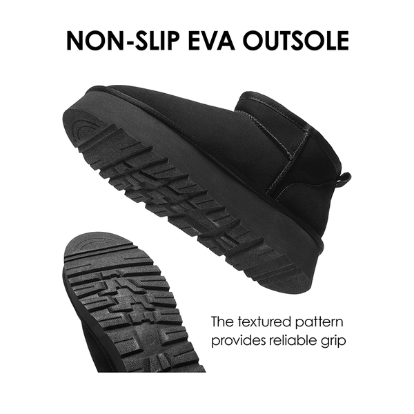Faux Fur Lined Slip On Snow Boots - BLACK - 6