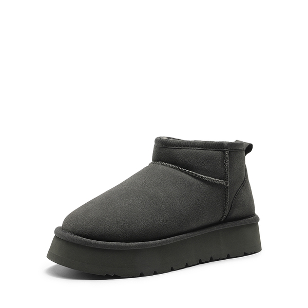 Faux Fur Lined Slip On Snow Boots - GREY -  0