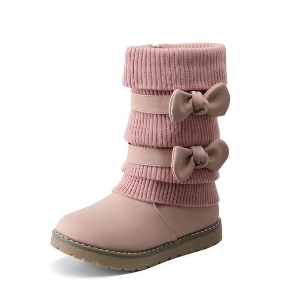 Mid Calf Faux Fur Lined Girls Snow Boots - PINK -  0