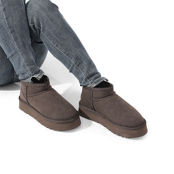 Faux Fur Lined Slip On Snow Boots - TAUPE - 1