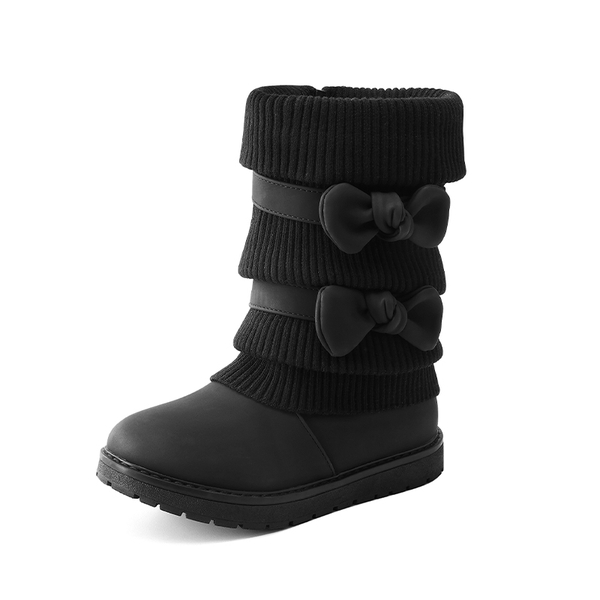 Mid Calf Faux Fur Lined Girls Snow Boots - BLACK -  0