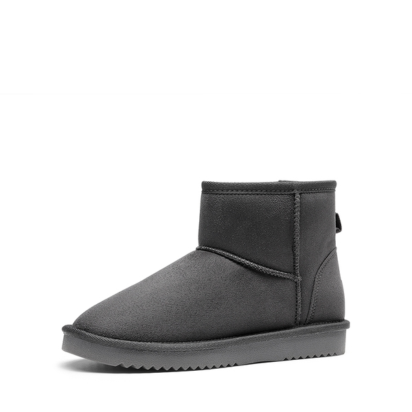 [FuzzyClassic I Low Boot] Faux Fur Lined Suede Snow Boots - GREY -  0