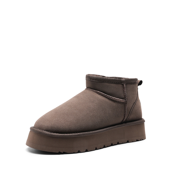 Faux Fur Lined Slip On Snow Boots - TAUPE -  0