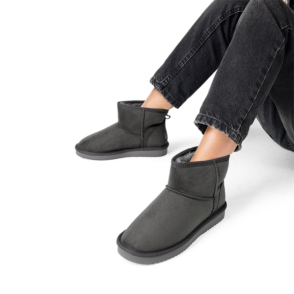 [FuzzyClassic I Low Boot] Faux Fur Lined Suede Snow Boots - GREY - 2
