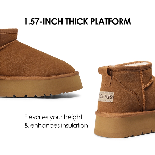 Faux Fur Lined Slip On Snow Boots - CHESTNUT - 3