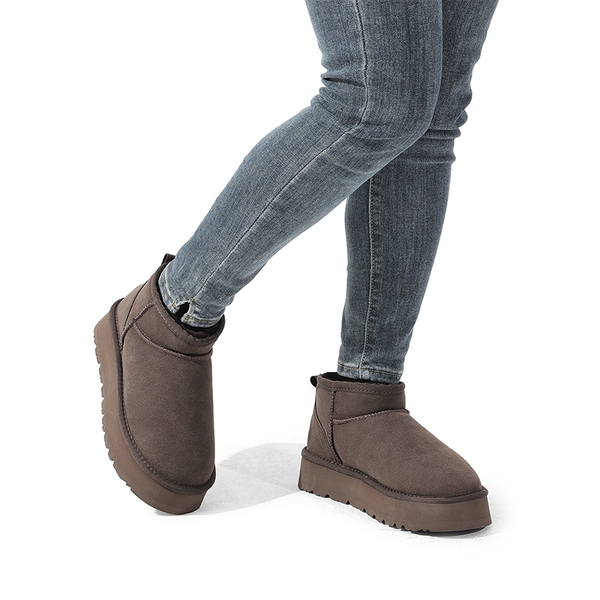 Faux Fur Lined Slip On Snow Boots - TAUPE - 2