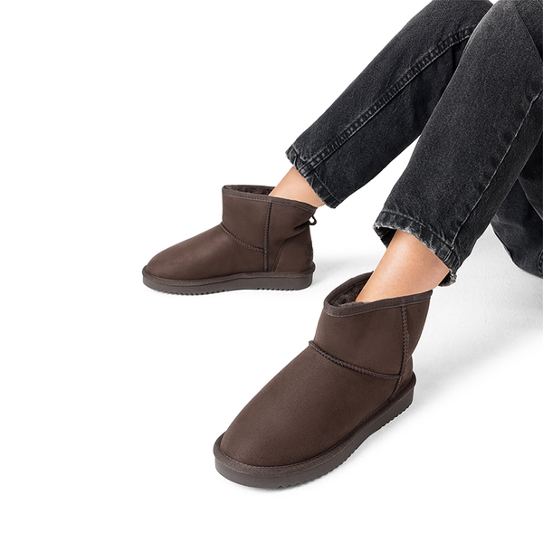 [FuzzyClassic I Low Boot] Faux Fur Lined Suede Snow Boots - BROWN - 2