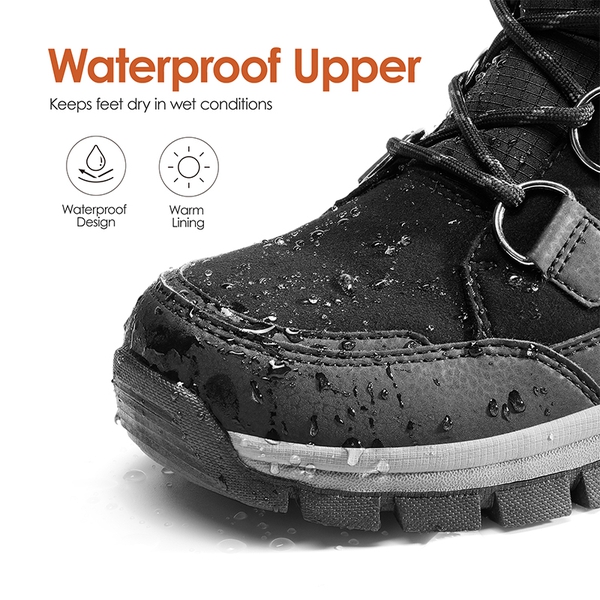 Waterproof Lace-Up Winter Snow Boots - BLACK - 6