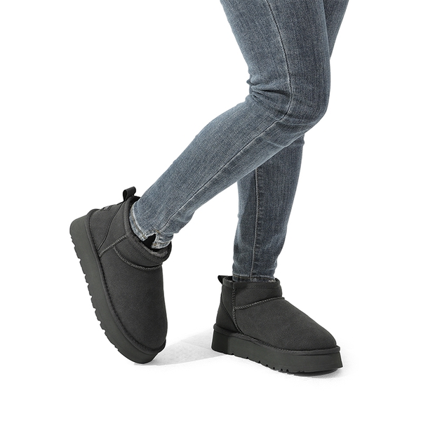 Faux Fur Lined Slip On Snow Boots - GREY - 2