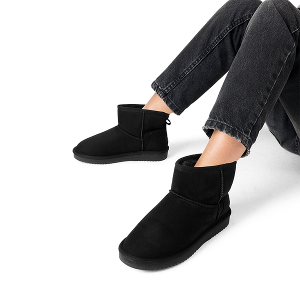 [FuzzyClassic I Low Boot] Faux Fur Lined Suede Snow Boots - BLACK - 2