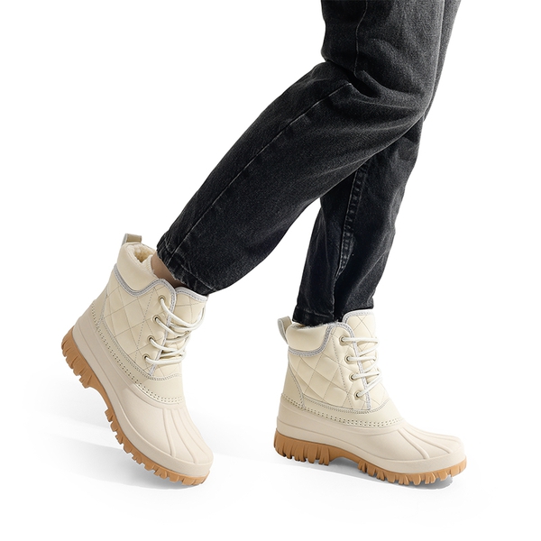 Faux Fur Lined Duck Snow Boots - BEIGE - 2