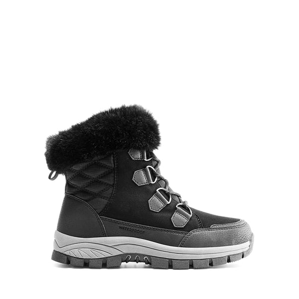 Waterproof Lace-Up Winter Snow Boots - BLACK - 2