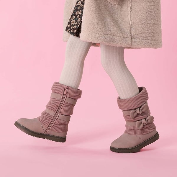 Mid Calf Faux Fur Lined Girls Snow Boots - PINK - 4