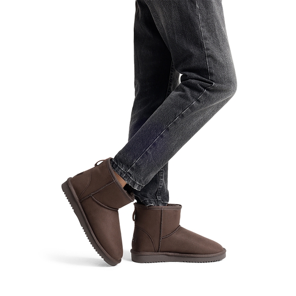 [FuzzyClassic I Low Boot] Faux Fur Lined Suede Snow Boots - BROWN - 1