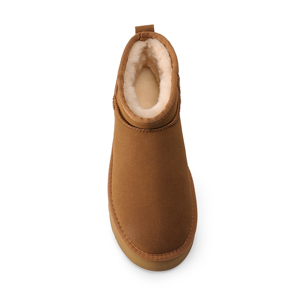 Faux Fur Lined Slip On Snow Boots - CHESTNUT - 5