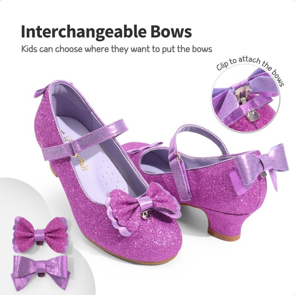 Girls Mary Jane Low Heel Dress Shoes - PURPLE - 1