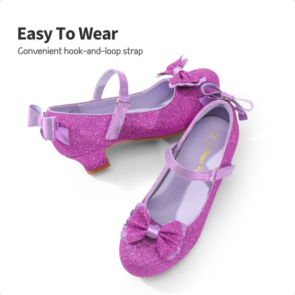 Girls Mary Jane Low Heel Dress Shoes - PURPLE - 2