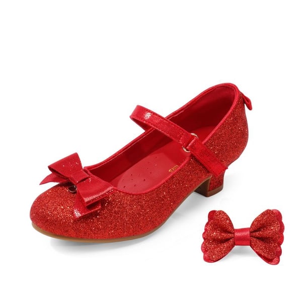Girls Mary Jane Low Heel Dress Shoes - RED -  0
