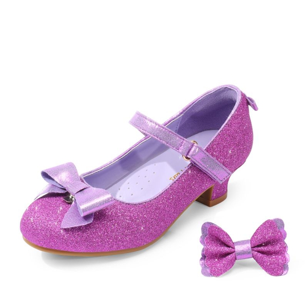 Girls Mary Jane Low Heel Dress Shoes - PURPLE -  0