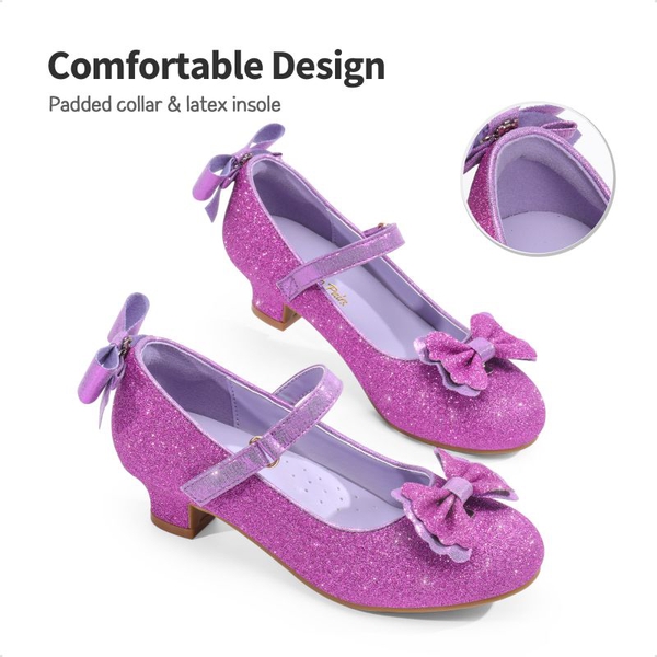Girls Mary Jane Low Heel Dress Shoes - PURPLE - 3