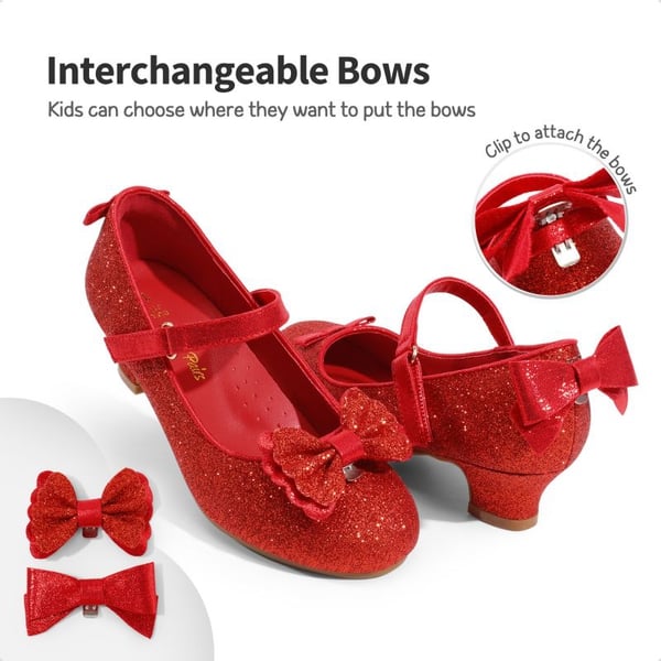 Girls Mary Jane Low Heel Dress Shoes - RED - 1