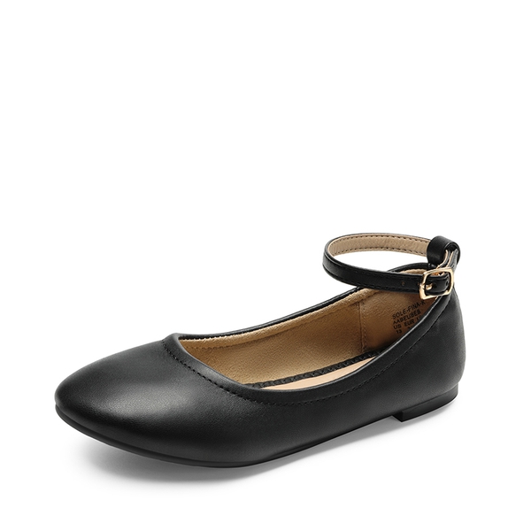 Girls Ankle-Strap Ballerina Flat Shoes - BLACK -  0