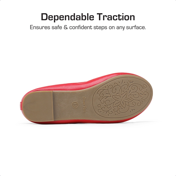 Girls Ankle-Strap Ballerina Flat Shoes - RED - 3