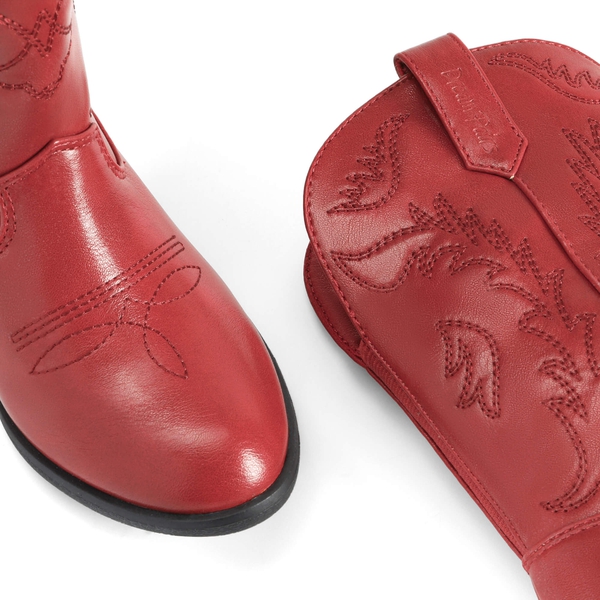 Mid Calf Kids Cowboy Riding Boots - RED - 2