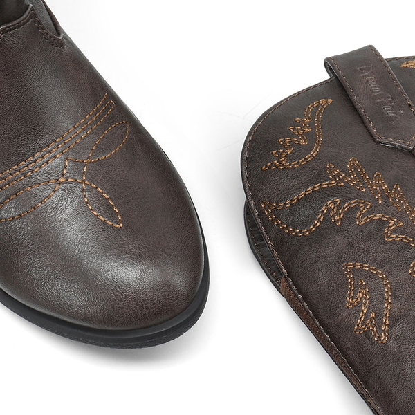 Mid Calf Kids Cowboy Riding Boots - BROWN - 2