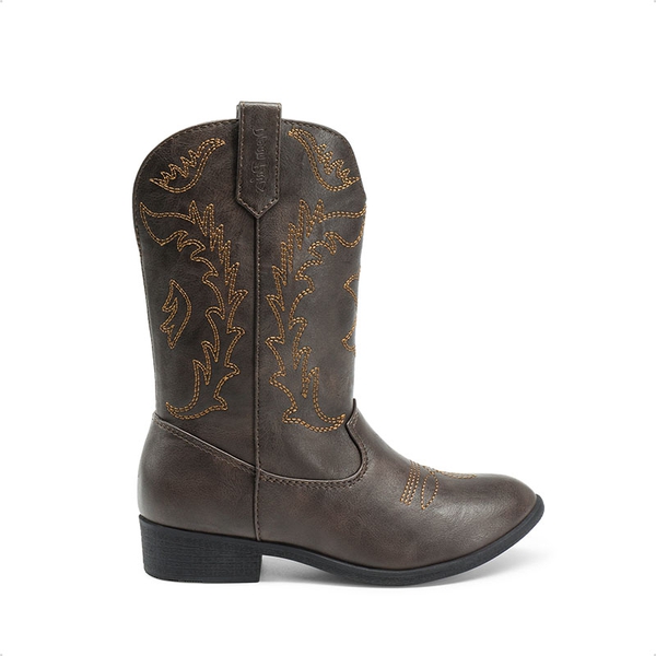 Mid Calf Kids Cowboy Riding Boots - BROWN - 1