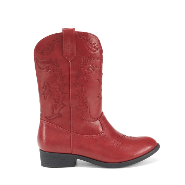 Mid Calf Kids Cowboy Riding Boots - RED - 1