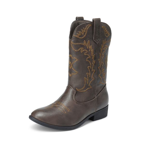 Mid Calf Kids Cowboy Riding Boots - BROWN -  0