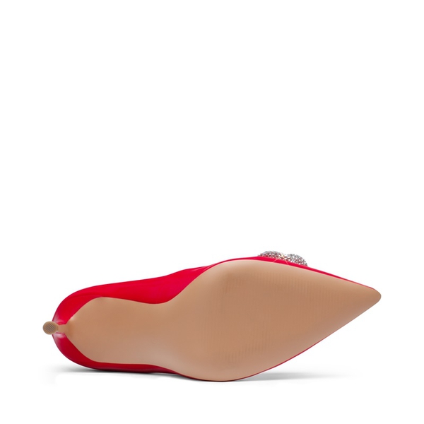 Rhinestone Bows Stiletto Pumps - RED - 5