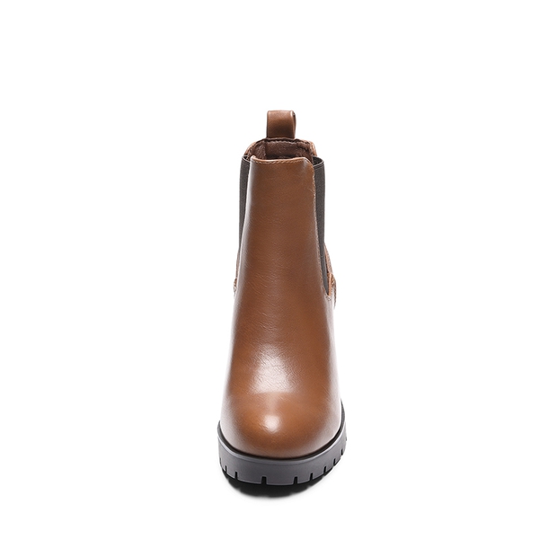 High Heel Chunky Chelsea Boots - BROWN - 4