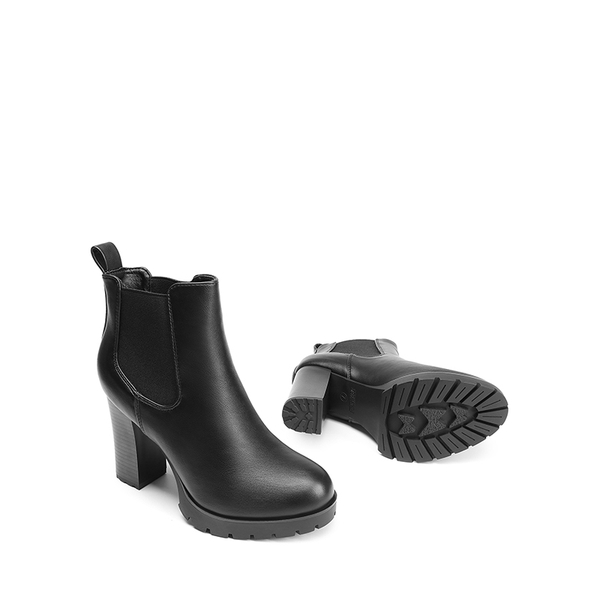 High Heel Chunky Chelsea Boots - BLACK - 5
