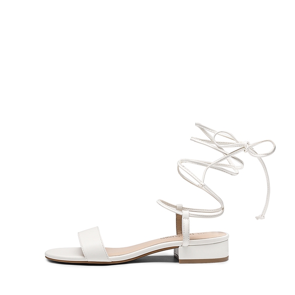 Strappy Lace Up Low Heel Sandals - PINK - 1