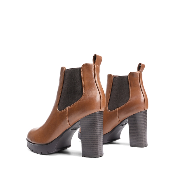 High Heel Chunky Chelsea Boots - BROWN - 6
