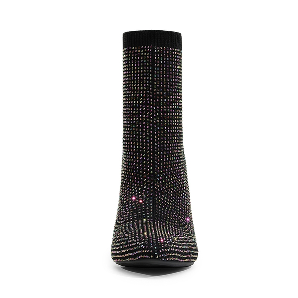 Rhinestone Pull On Ankle Boots - BLACK RHINESTONE - 2